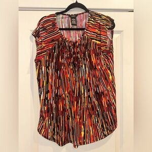 Premise Fire Bamboo Red Multi Diamond Shirt XL